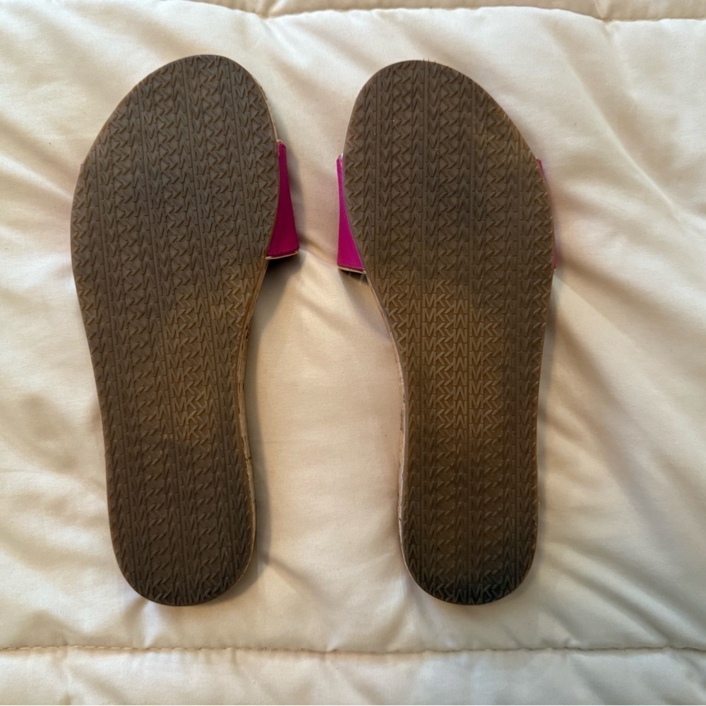 Michael Kors Pink Cork Sandals with Gold Accents - Picture 2 of 9